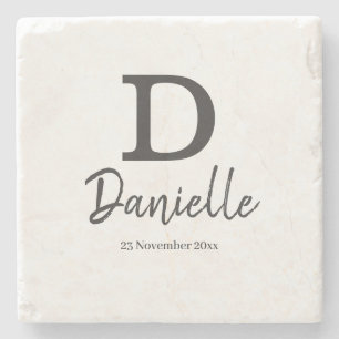 Letter D initial personalized name and date Throw  Stone Coaster
