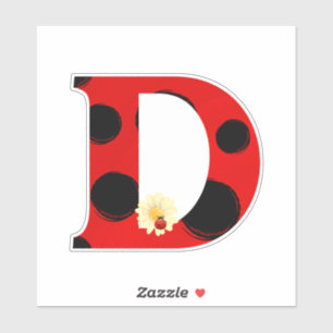 Letter D Ladybug Print with Ladybug and Flower