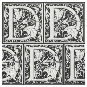Letter D Medieval Monogram Art Nouveau Fabric
