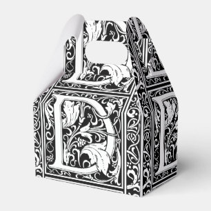 Letter D Medieval Monogram Art Nouveau Favor Box