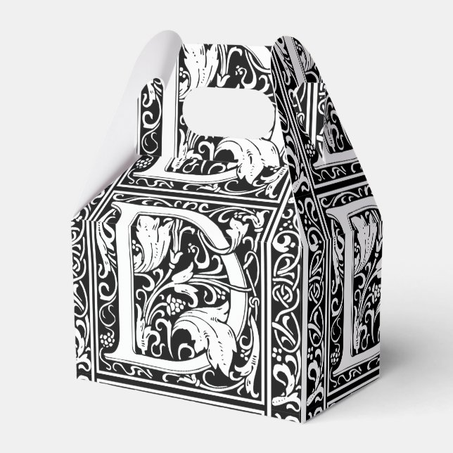 Letter D Medieval Monogram Art Nouveau Favor Box (Front Side)