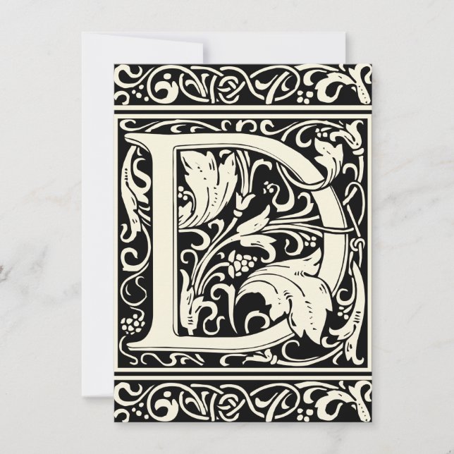 Letter D Medieval Monogram Art Nouveau Invitation (Front)