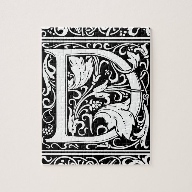 Letter D Medieval Monogram Art Nouveau Jigsaw Puzzle (Vertical)