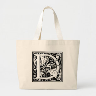 Letter D Medieval Monogram Art Nouveau Large Tote Bag