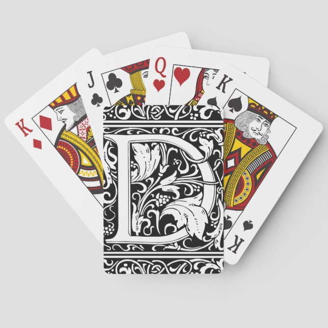 Letter D Medieval Monogram Art Nouveau Playing Cards (Back)