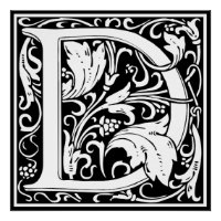 Letter D Medieval Monogram Art Nouveau