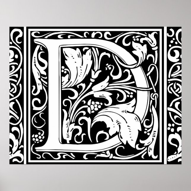 Letter D Medieval Monogram Art Nouveau Poster (Front)
