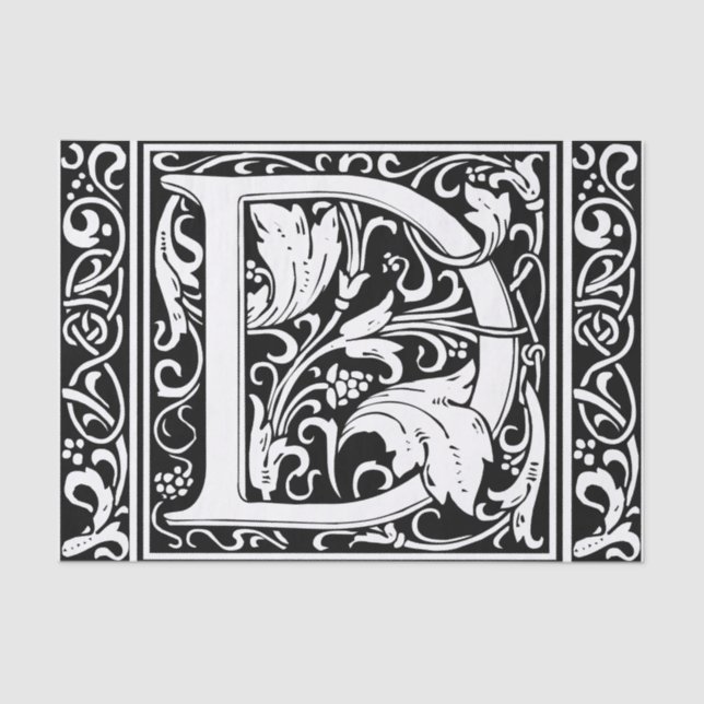 Letter D Medieval Monogram Art Nouveau Tissue Paper (Front)