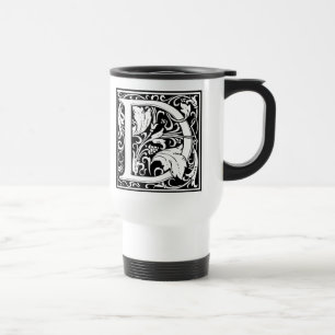 Letter D Medieval Monogram Art Nouveau Travel Mug
