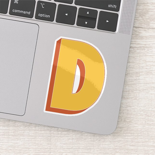 Letter D Monogram, Bold 3D Type Font Initial  (Detail)