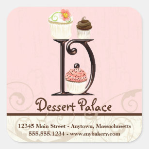Letter D Monogram Cupcake Logo Business Stickers