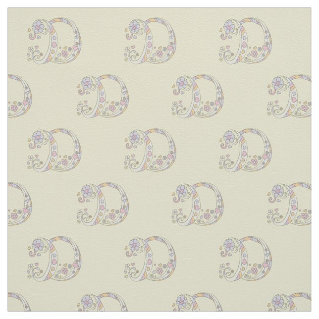 Letter D monogram decorative text custom fabric (Swatch)