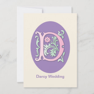 Letter D Monogram Fleur de lis Invitation