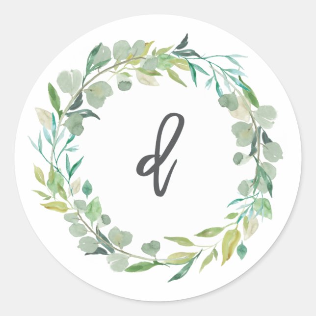 Letter D Monogram Initial Sticker Envelope Seal (Front)
