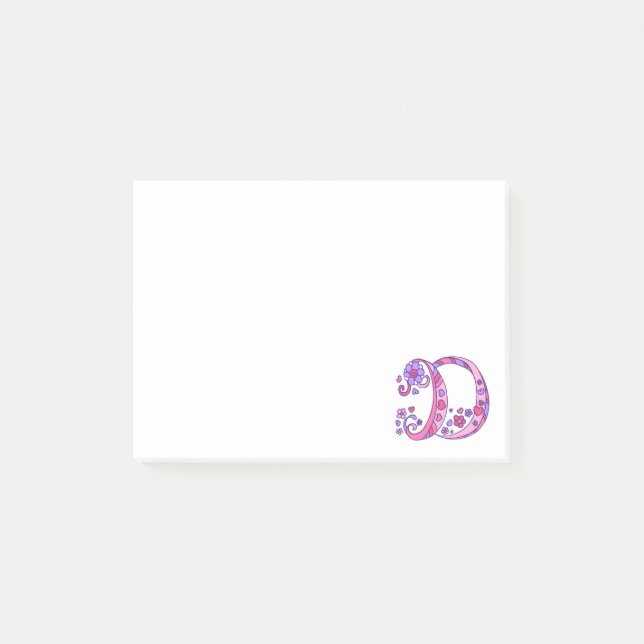 Letter D monogram post it notes (Front)