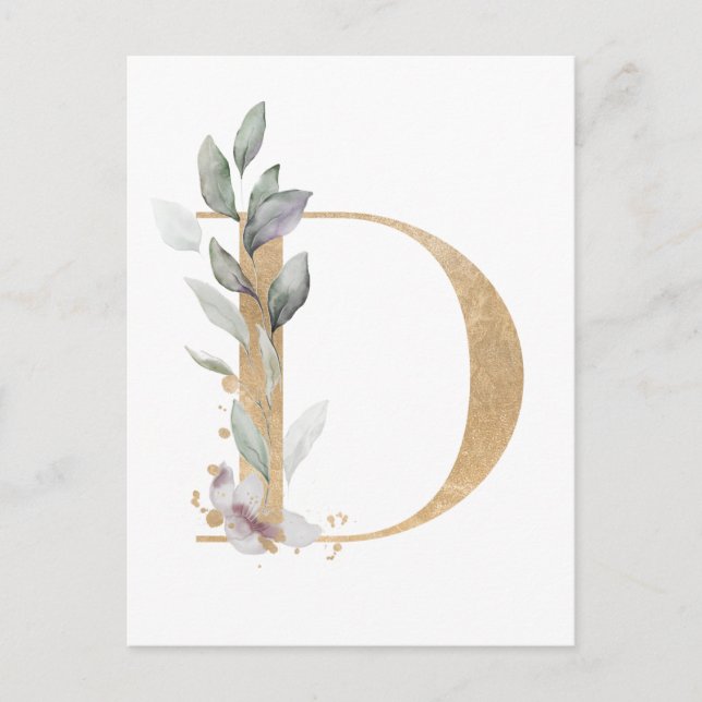 Letter D Monogram Postcard (Front)