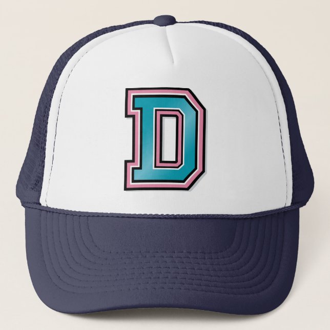 Letter D Monogram Trucker Hat (Front)