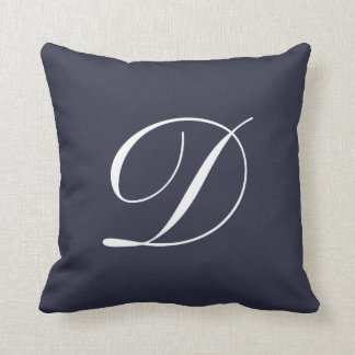 Letter D Navy Blue Monogram Pillow