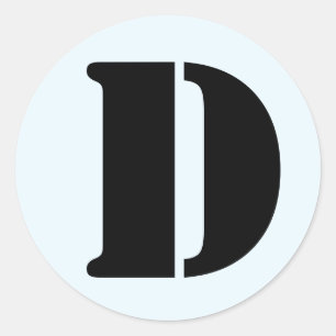 Letter D Stencil Alphabet by Janz Alice Blue Classic Round Sticker