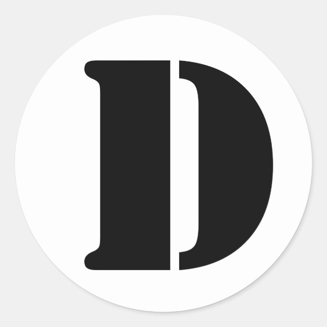 Letter D Stencil Alphabet by Janz White Classic Round Sticker (Front)