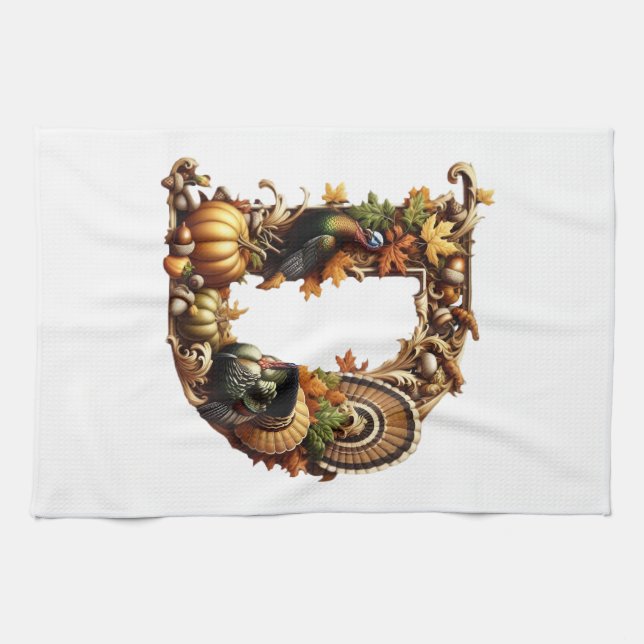 Letter D Thanksgiving style gift  Kitchen Towel (Horizontal)