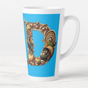 Letter D Thanksgiving style gift Latte Mug