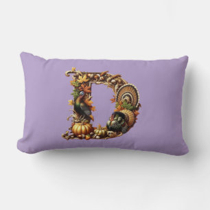 Letter D Thanksgiving style gift Lumbar Pillow