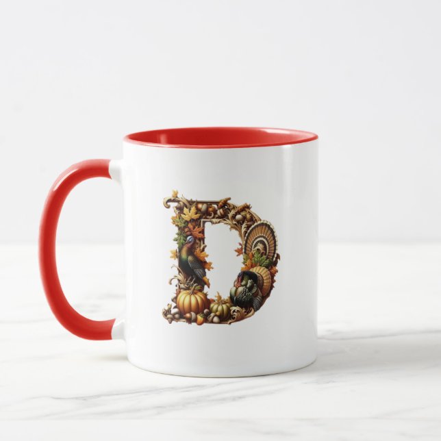 Letter D Thanksgiving style gift  Mug (Left)
