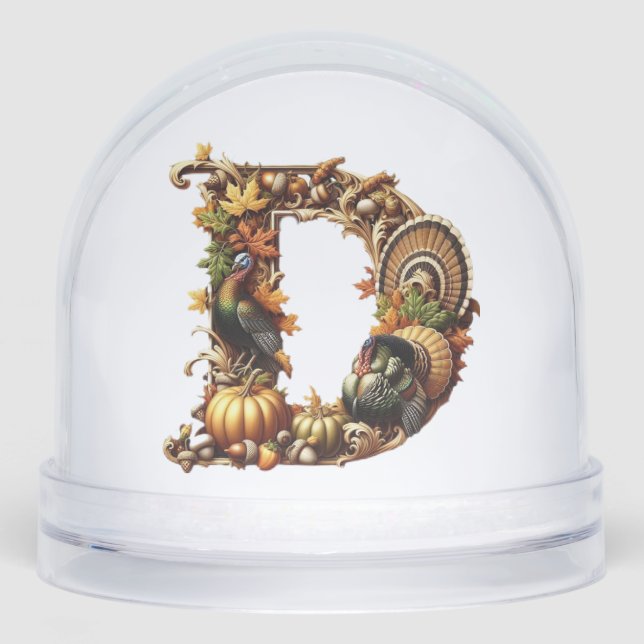 Letter D Thanksgiving style gift  Snowglobe (Front)