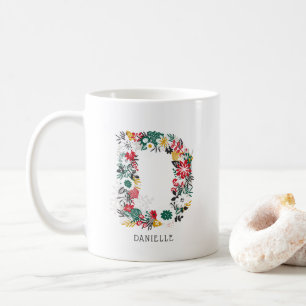 Letter D   Whimsical Floral Letter Monogram I Mug
