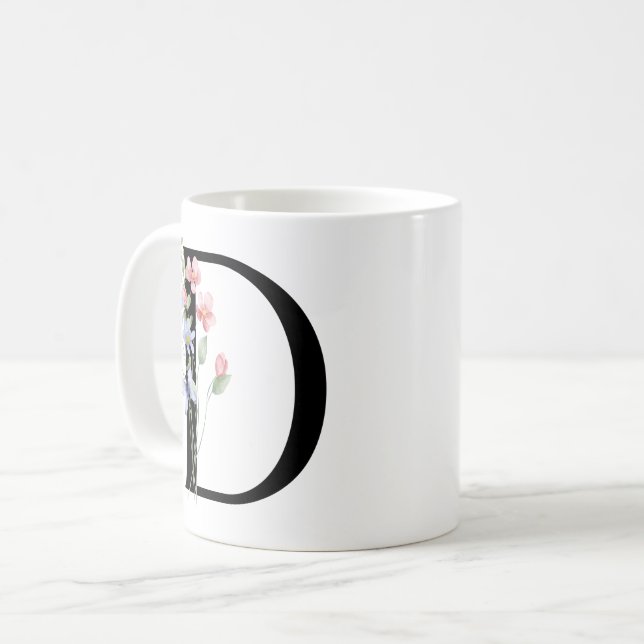 Letter D with flowers Coffee Mug (Front Left)
