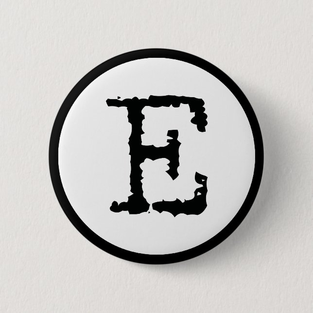 Letter E 2 Inch Round Button (Front)