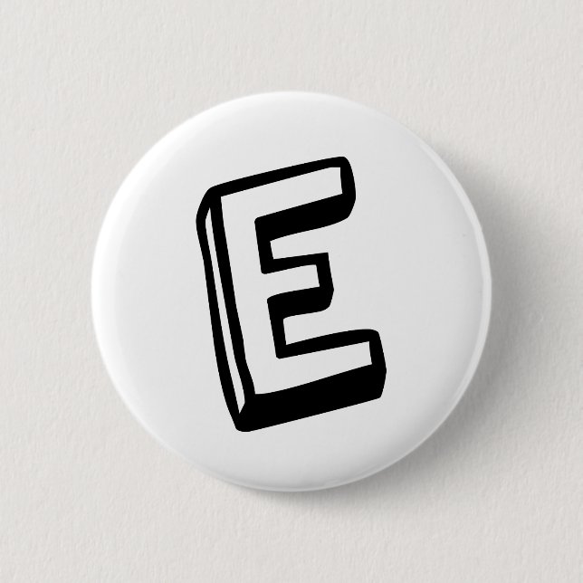 Letter E 2 Inch Round Button (Front)