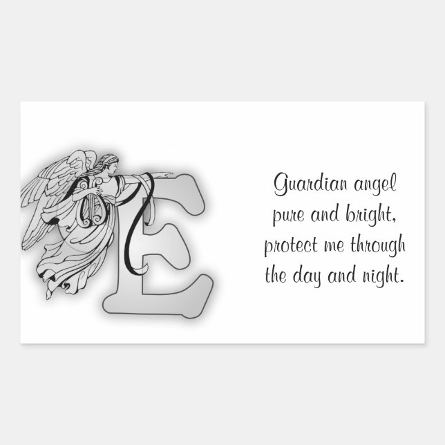 Letter E angel monogram alphabet initial black and Sticker (Front)