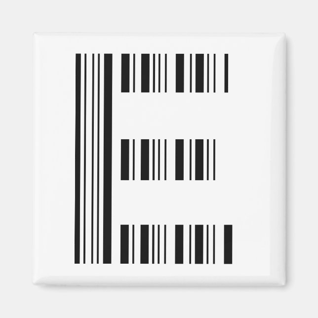 LETTER E BAR CODE First Initial Barcode Pattern Magnet (Front)