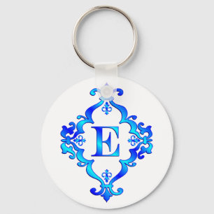 Letter E Blue Keychain