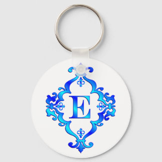Letter E Blue Keychain