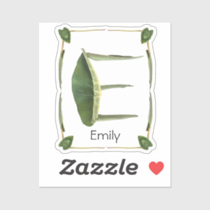 Letter E Botanical Green leaves - Monogram E