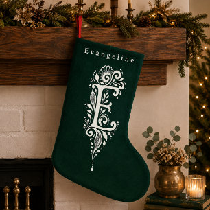 Letter E Botanical Monogram Personalized Stocking