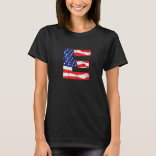 Letter E Capital Alphabet Usa American Flag Monogr T-Shirt