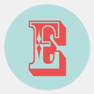 Letter E carnival style monogram initial favour Classic Round Sticker
