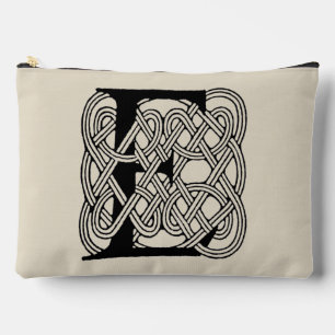 Letter E Celtic Knot Vintage Monogram Accessory Pouch