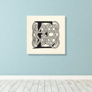 Letter E Celtic Knot Vintage Monogram Canvas Print