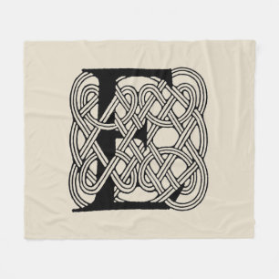 Letter E Celtic Knot Vintage Monogram Fleece Blanket