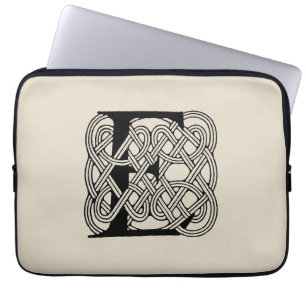 Letter E Celtic Knot Vintage Monogram Laptop Sleeve