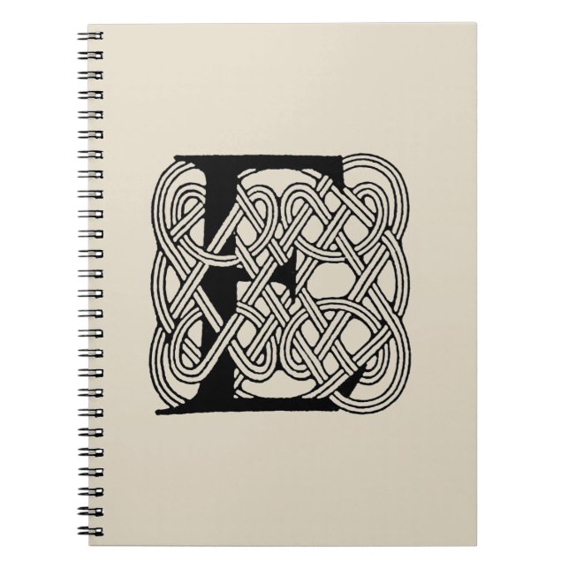 Letter E Celtic Knot Vintage Monogram Notebook (Front)