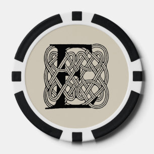 Letter E Celtic Knot Vintage Monogram Poker Chips