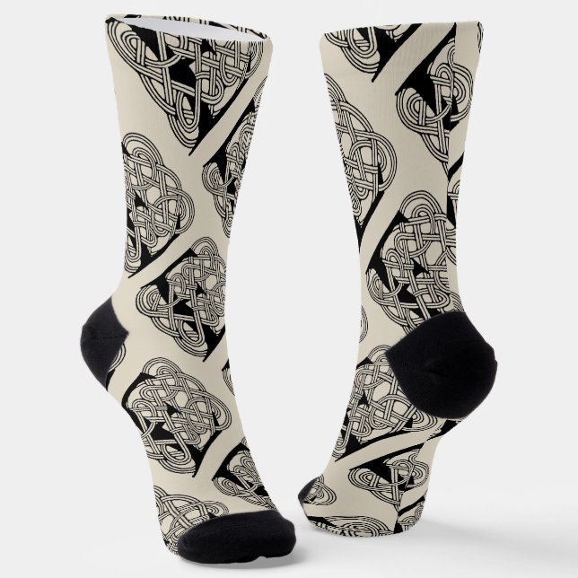 Letter E Celtic Knot Vintage Monogram Socks (Angled)