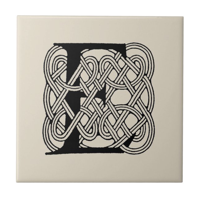 Letter E Celtic Knot Vintage Monogram Tile (Front)