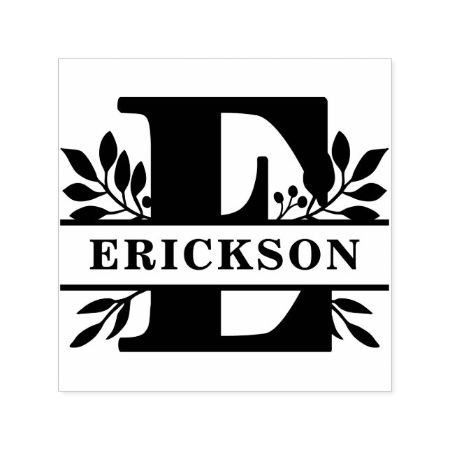 Letter E Classic Foliage Family Name Monogram Self-inking Stamp (Design)